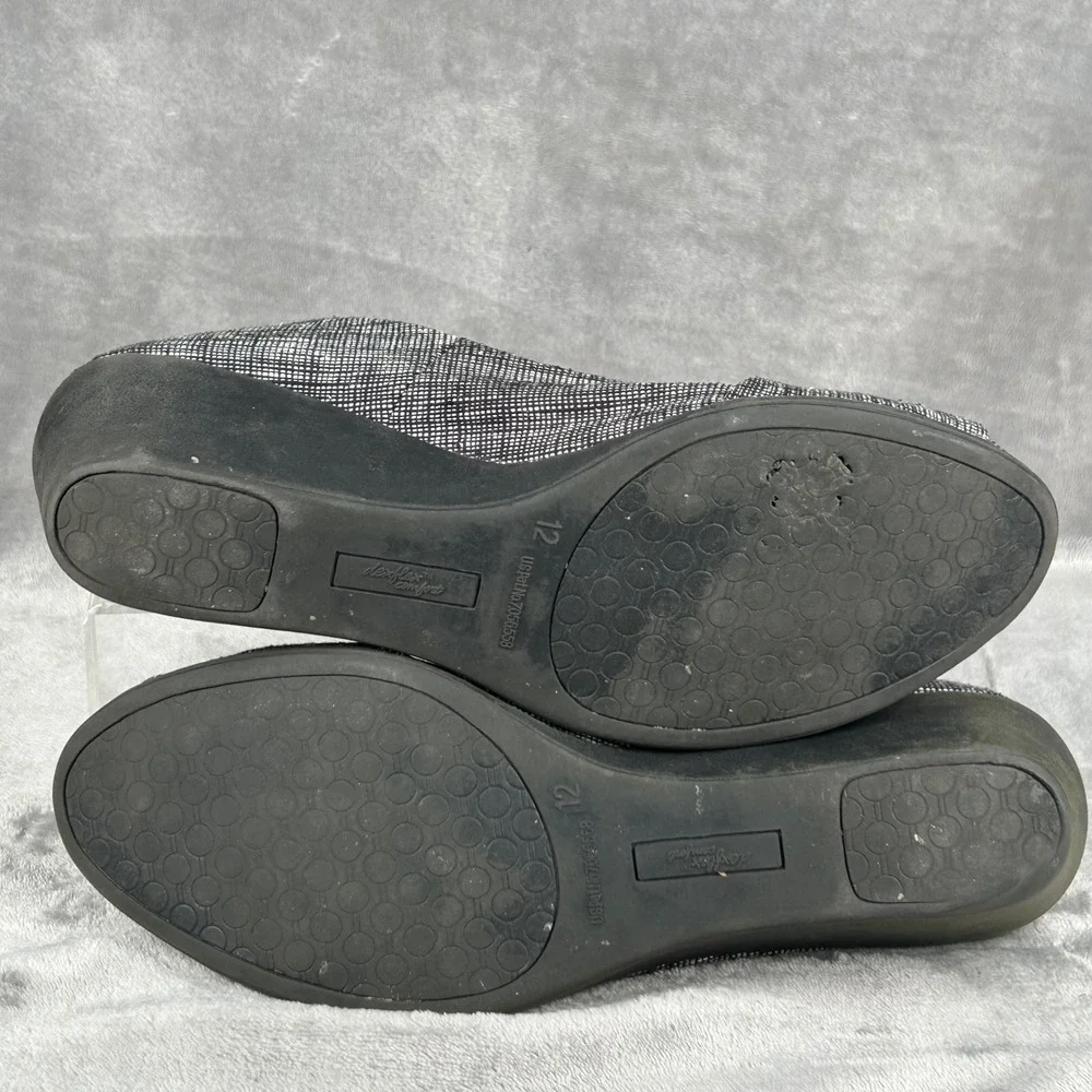 Dexflex Comfort Womens Black White Textured Buckle Wedge Pumps Size 12